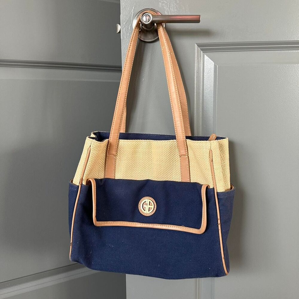 GIANI BERNINI Navy and Tan Shoulder Purse